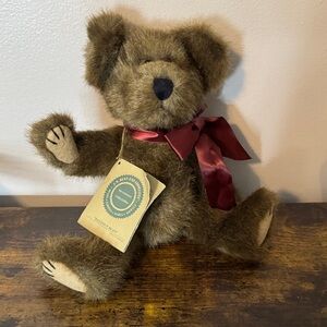 Plush Brown Teddy Bear with Red Ribbon